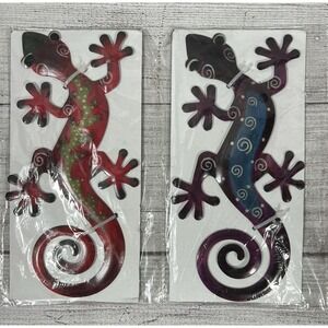 Metal Gecko Wall Art Decor Lot Tropical Southwestern Boho Lizard
